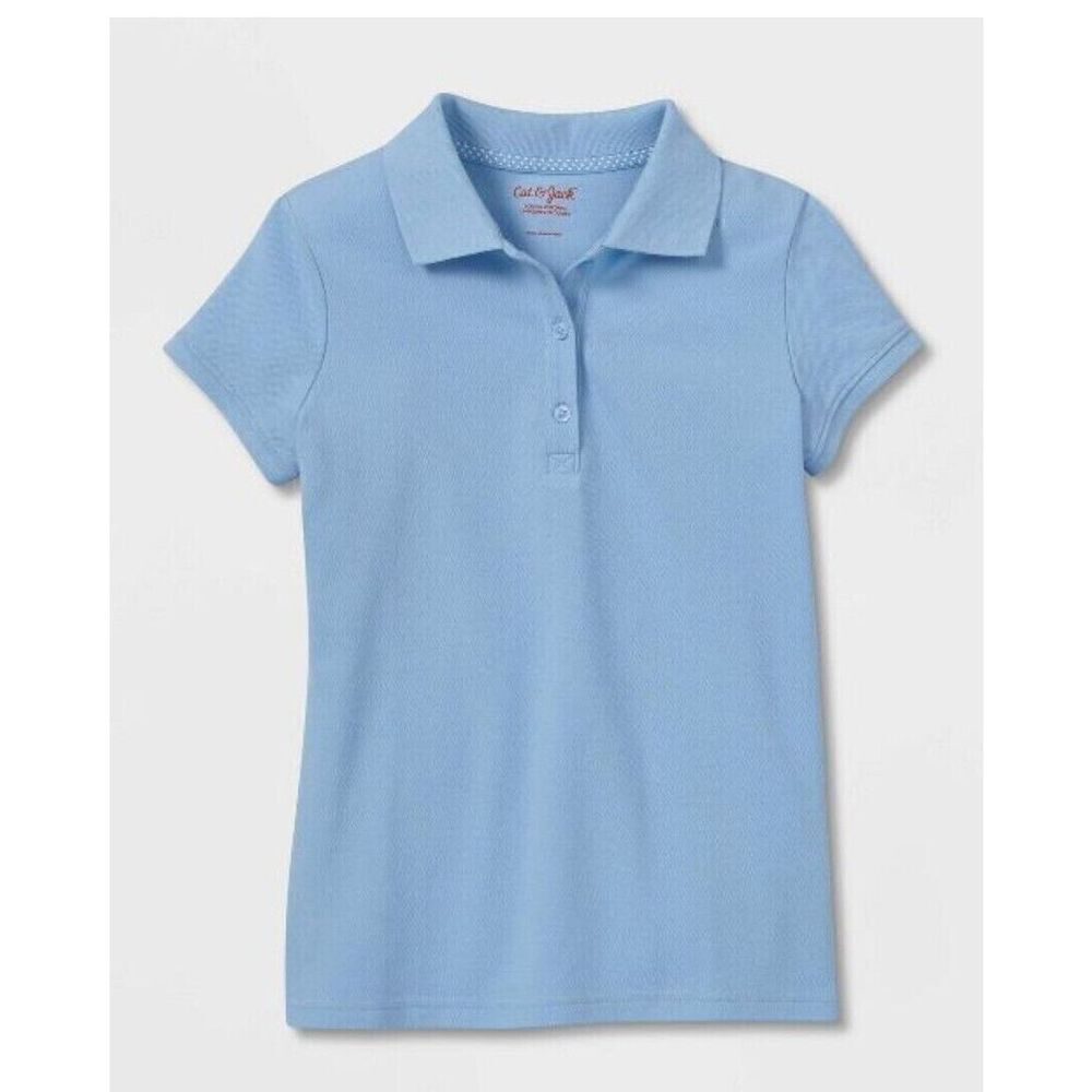 Cat & Jack UNISEX Kids Light Blue School Uniform Polo Shirt Size L (10/12)